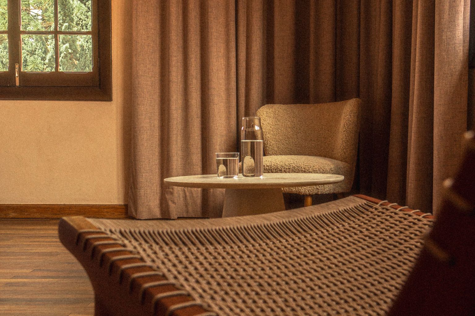 Boutique hotel room, the kind of independent stay Booking.com lists most of