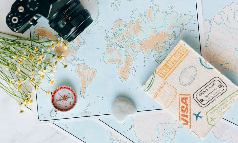 Travel planning essentials on a map